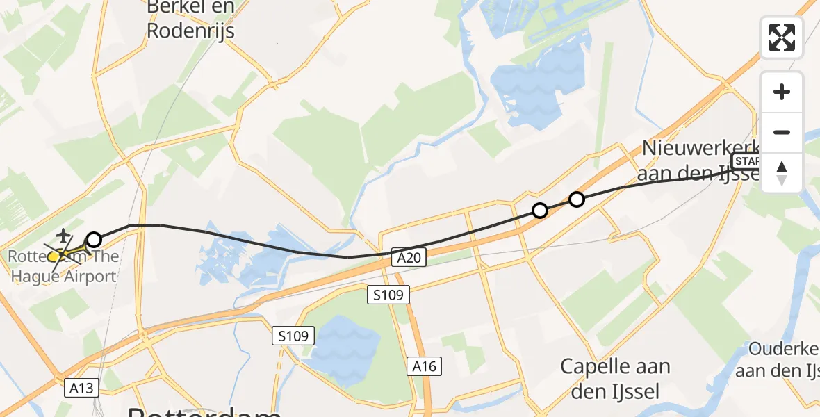 Routekaart van de vlucht: Lifeliner 2 naar Rotterdam The Hague Airport