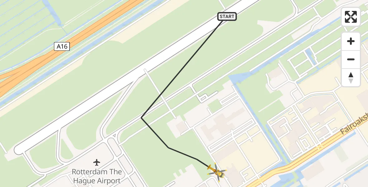 Vluchtroute Traumahelikopter Rotterdam The Hague Airport - Rotterdam The Hague Airport, 28 november 2023, 16:49