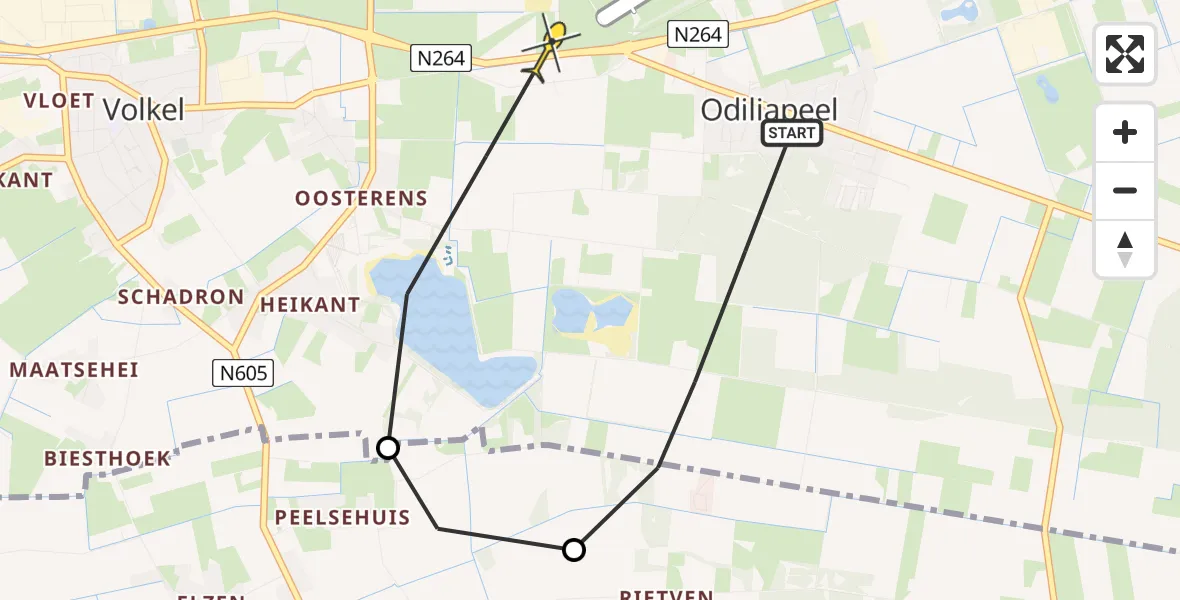 Routekaart van de vlucht: Lifeliner 3 naar Vliegbasis Volkel