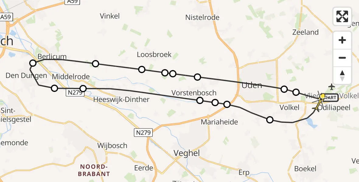 Routekaart van de vlucht: Lifeliner 3 naar Vliegbasis Volkel