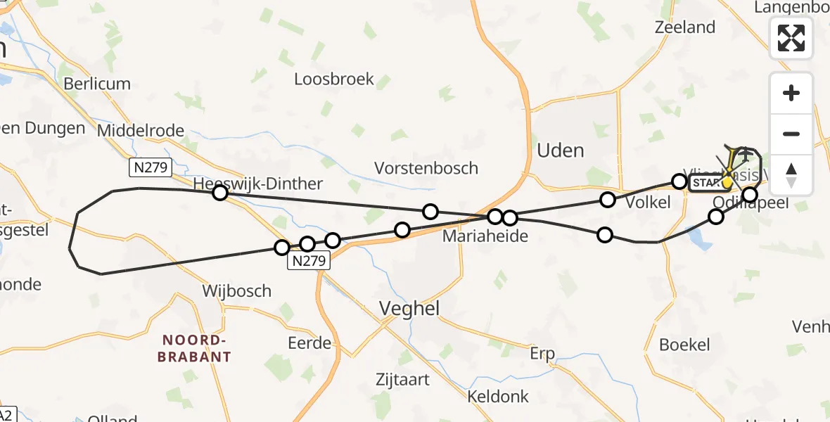 Routekaart van de vlucht: Lifeliner 3 naar Vliegbasis Volkel