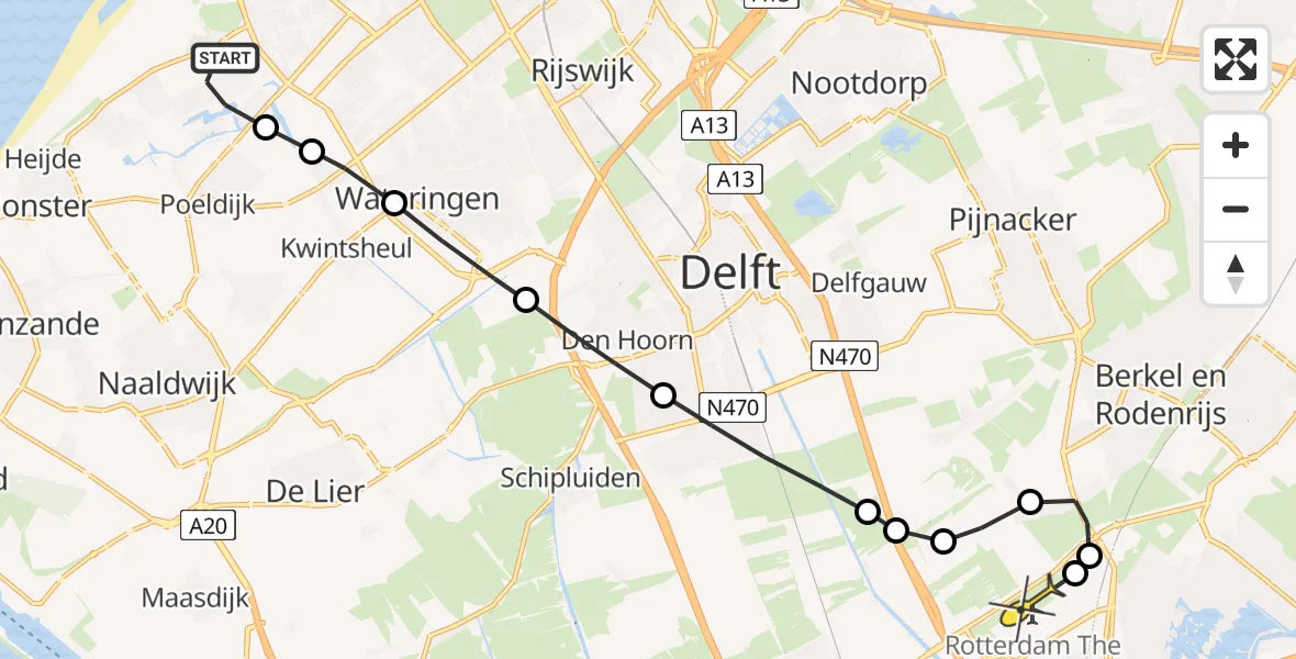 Routekaart van de vlucht: Lifeliner 2 naar Rotterdam The Hague Airport