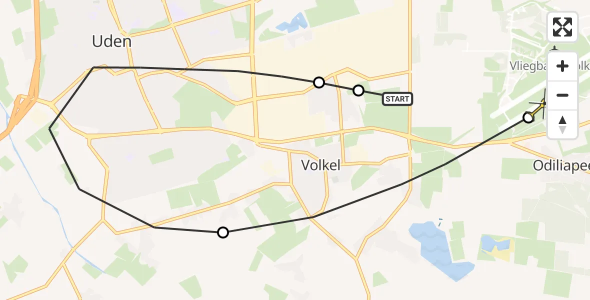 Routekaart van de vlucht: Lifeliner 3 naar Vliegbasis Volkel