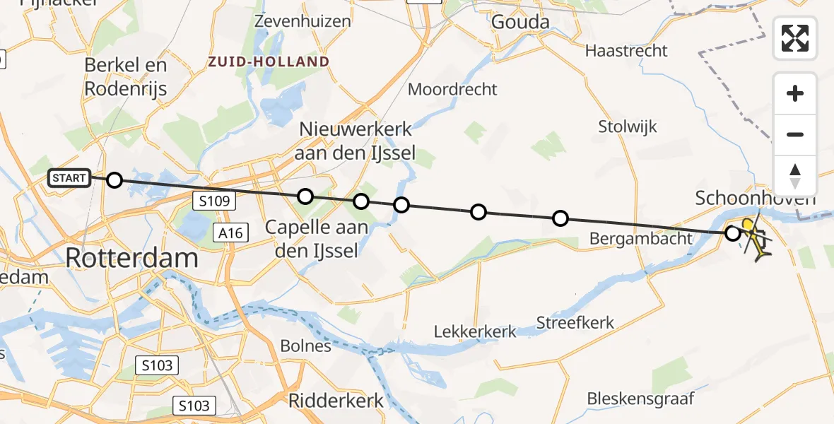 Routekaart van de vlucht: Lifeliner 2 naar Groot-Ammers