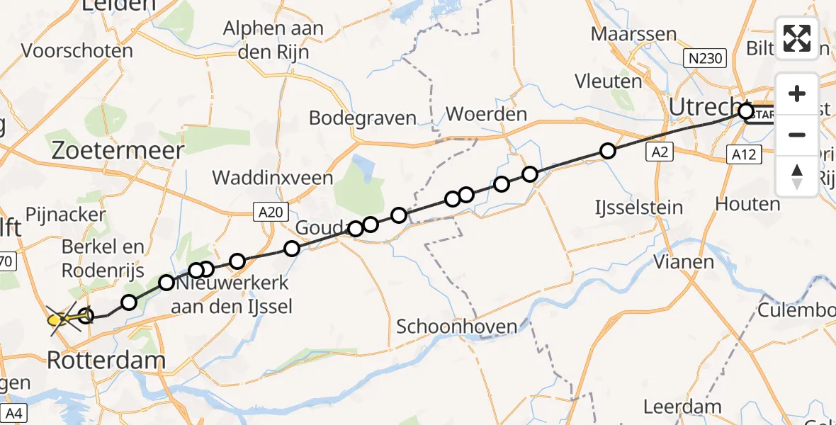 Routekaart van de vlucht: Lifeliner 2 naar Rotterdam The Hague Airport