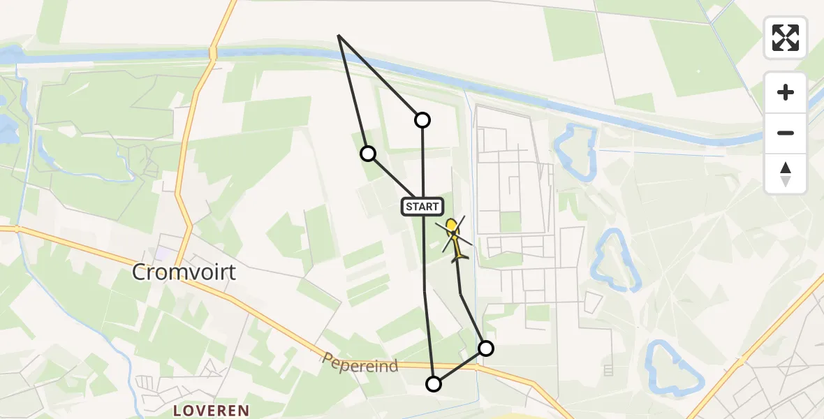Routekaart van de vlucht: Politiehelikopter naar Vught