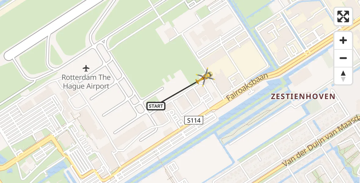 Vluchtroute Traumahelikopter Rotterdam The Hague Airport - Rotterdam The Hague Airport, 29 november 2023, 10:32