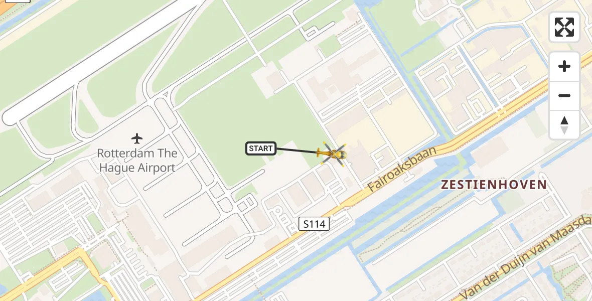 Vluchtroute Traumahelikopter Rotterdam The Hague Airport - Rotterdam The Hague Airport, 29 november 2023, 11:01