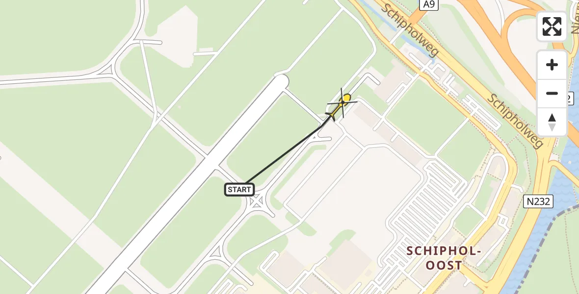 Vluchtroute Politiehelikopter van Schiphol naar Schiphol
