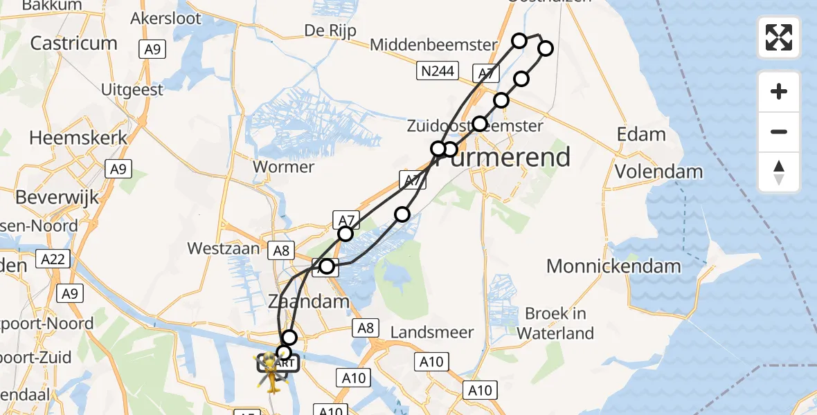 Vluchtroute Traumahelikopter Amsterdam Heliport - Amsterdam Heliport, 29 november 2023, 11:10