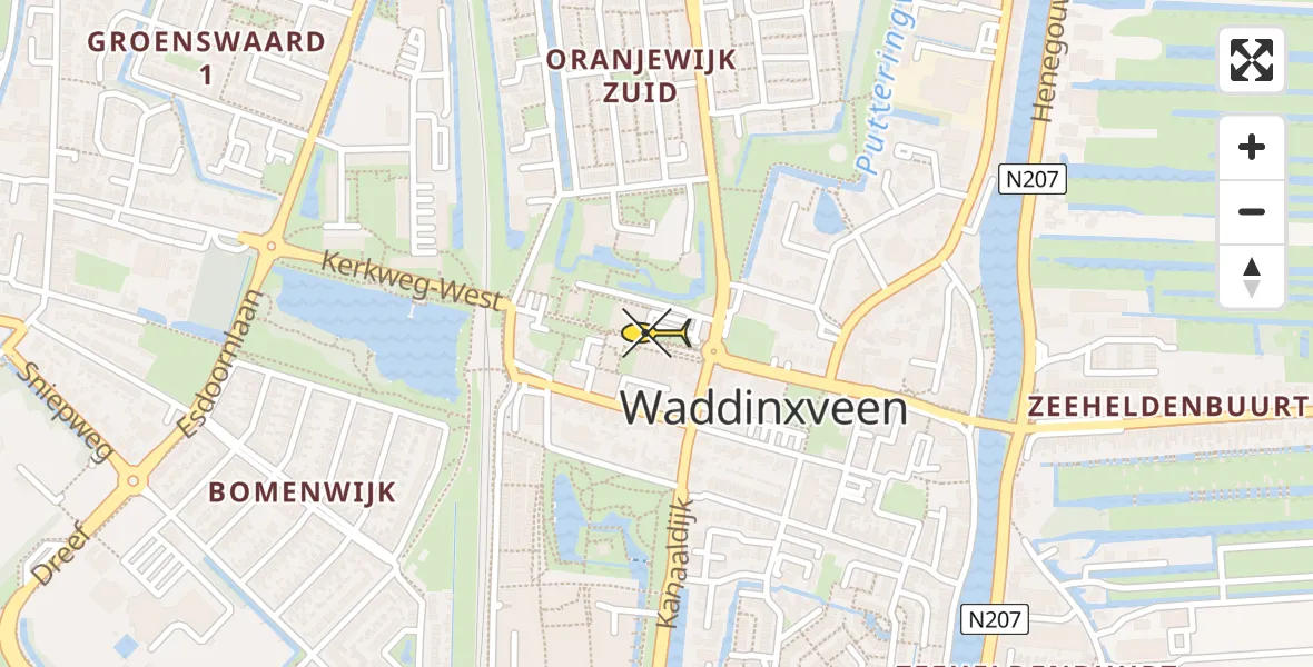 Routekaart van de vlucht: Lifeliner 1 naar Waddinxveen