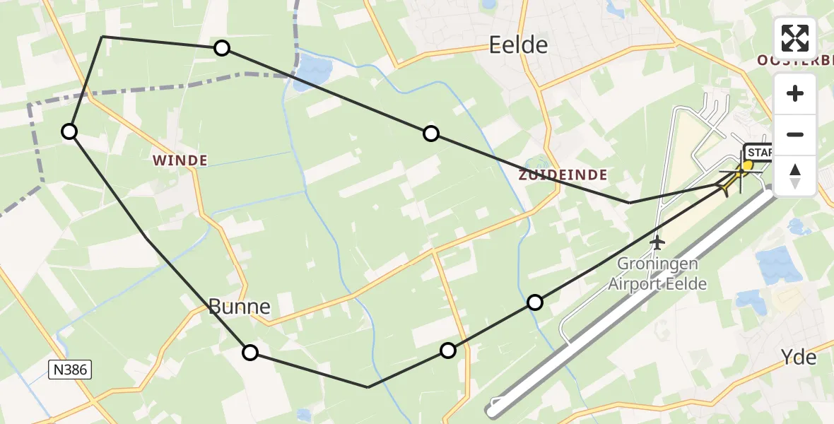 Routekaart van de vlucht: Lifeliner 4 naar Groningen Airport Eelde