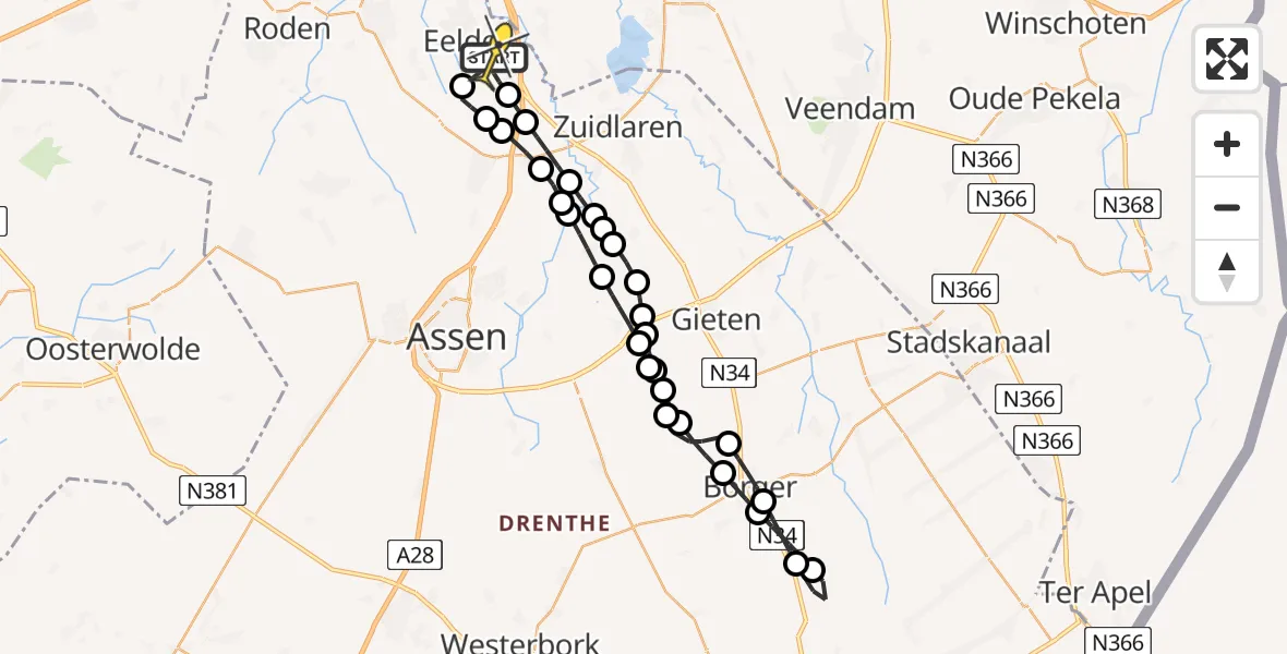 Routekaart van de vlucht: Lifeliner 4 naar Groningen Airport Eelde