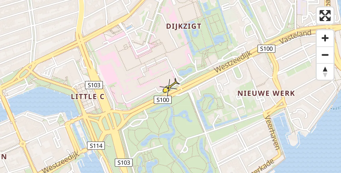 Vluchtroute Traumahelikopter van Erasmus MC naar Erasmus MC