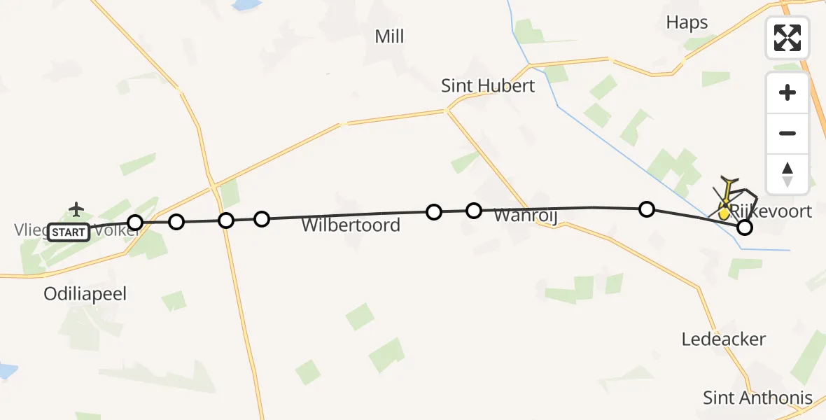 Routekaart van de vlucht: Lifeliner 3 naar Rijkevoort