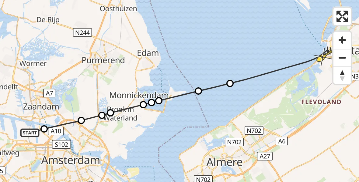 Routekaart van de vlucht: Lifeliner 1 naar Lelystad