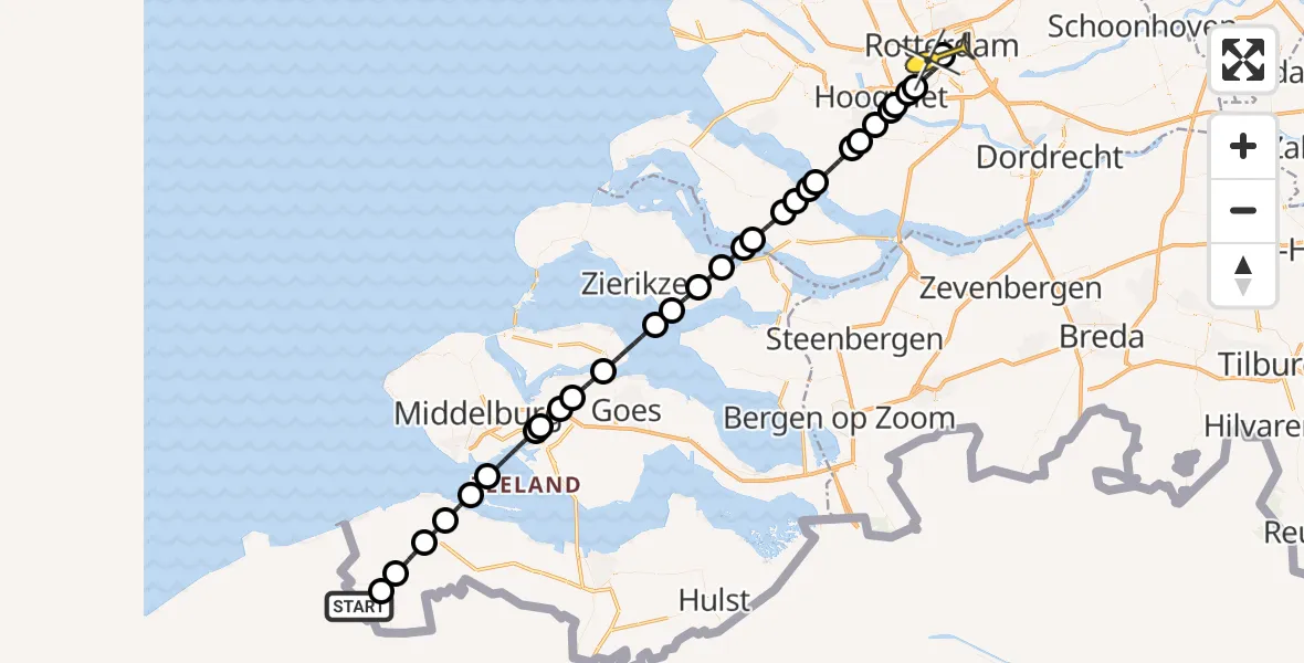 Routekaart van de vlucht: Lifeliner 2 naar Erasmus MC