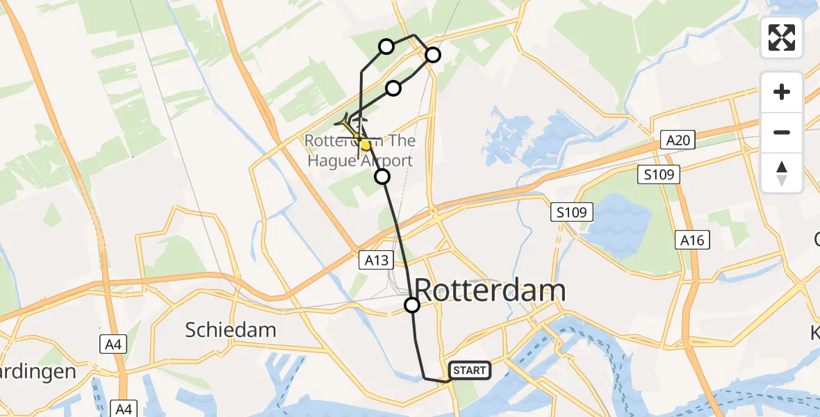 Routekaart van de vlucht: Lifeliner 2 naar Rotterdam The Hague Airport