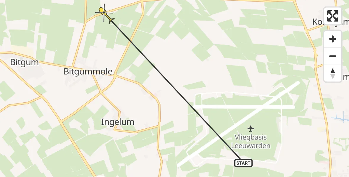 Routekaart van de vlucht: Ambulanceheli naar Bitgummole