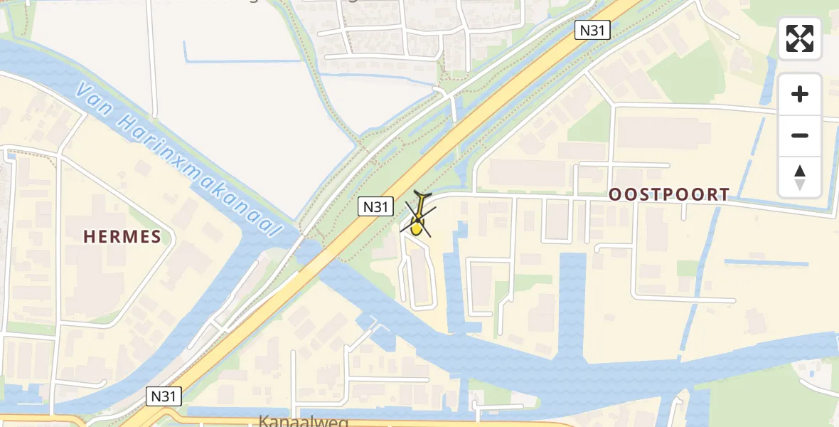 Routekaart van de vlucht: Ambulancehelikopter naar Harlingen