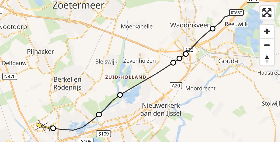 Routekaart van de vlucht: Lifeliner 2 naar Rotterdam The Hague Airport