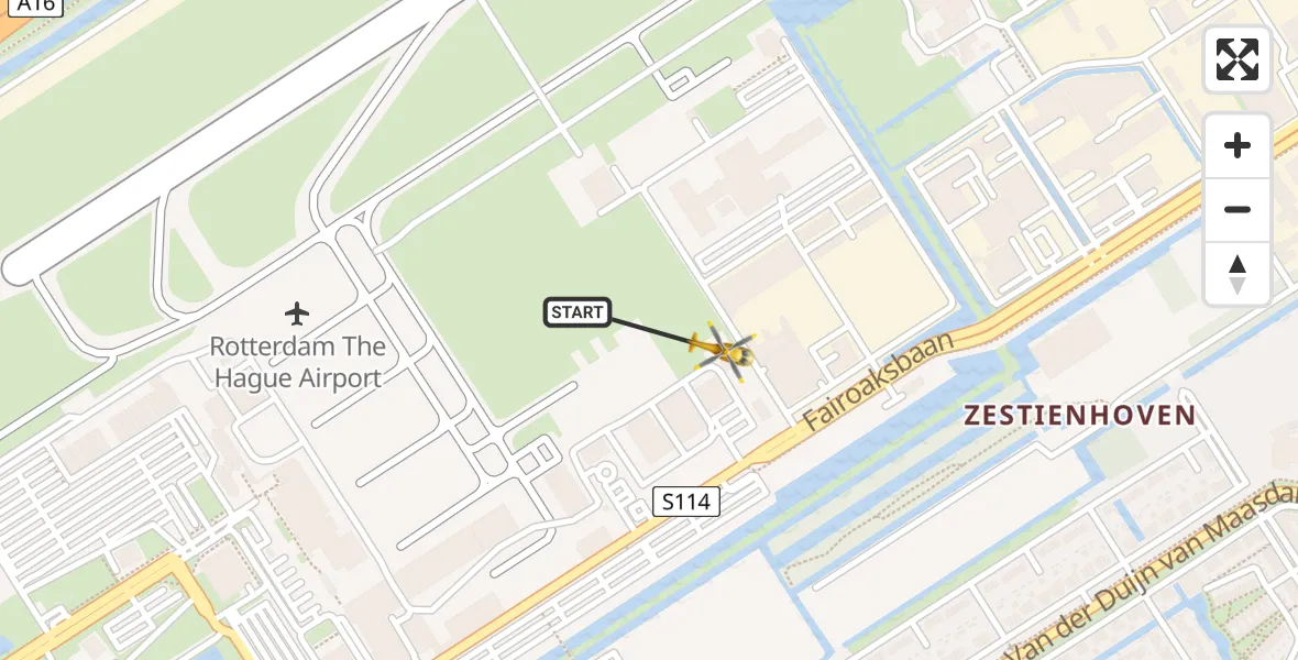 Vluchtroute Traumahelikopter Rotterdam The Hague Airport - Rotterdam The Hague Airport, 30 november 2023, 14:25