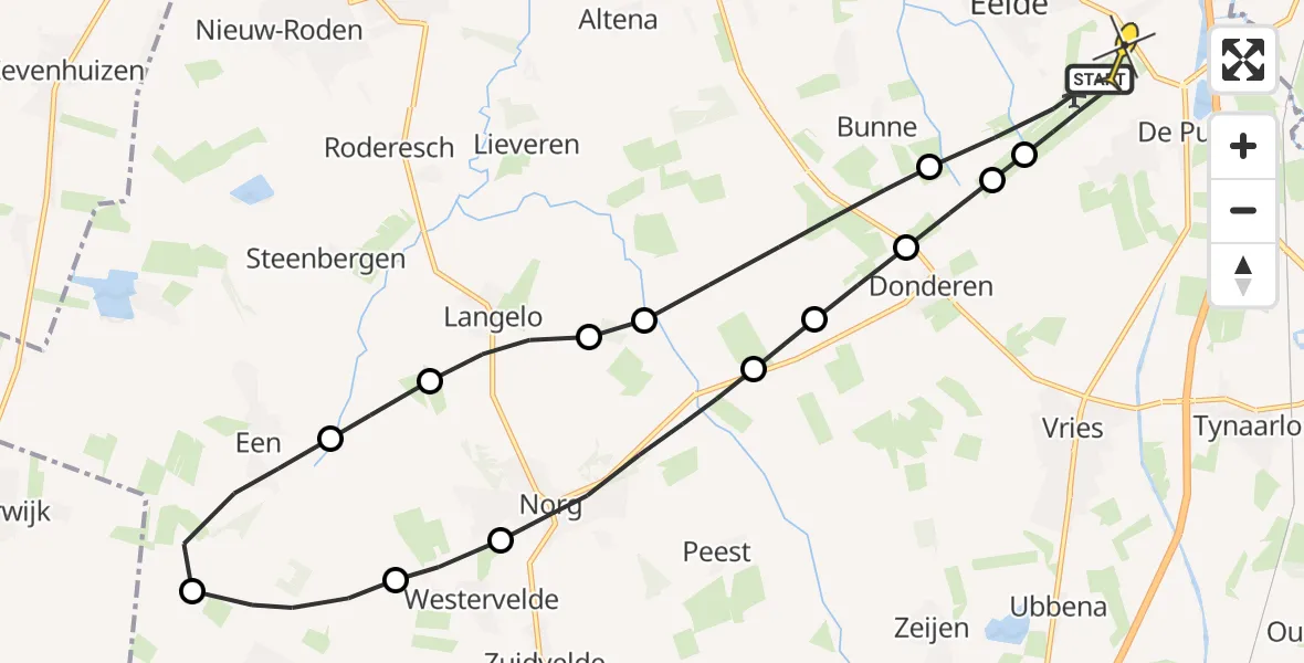 Routekaart van de vlucht: Lifeliner 4 naar Groningen Airport Eelde