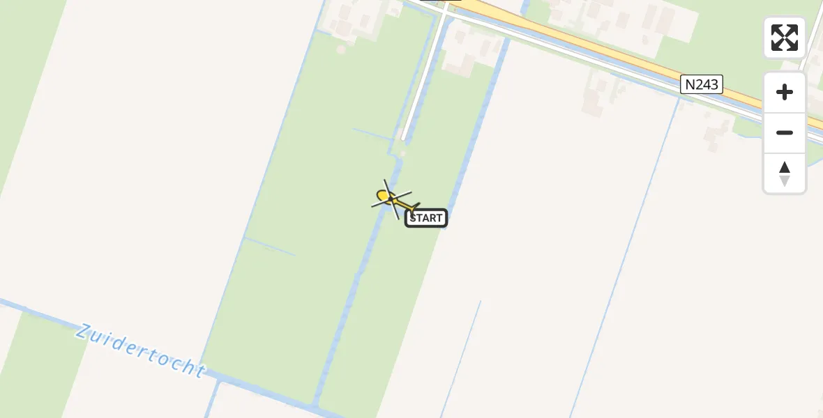 Routekaart van de vlucht: Politiehelikopter naar Schermerhorn