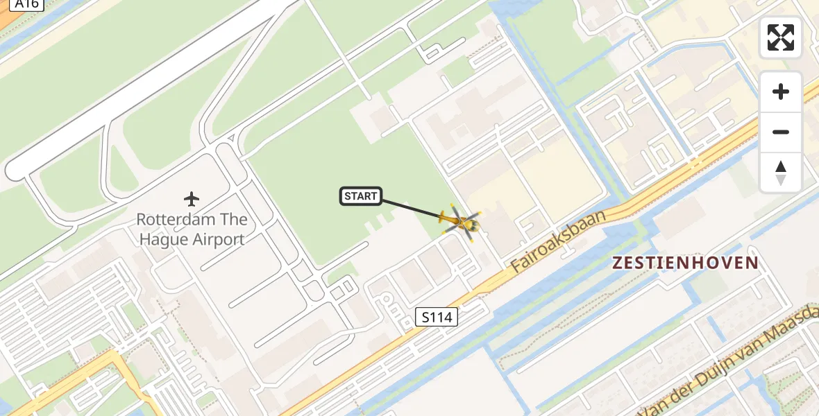 Vluchtroute Traumahelikopter Rotterdam The Hague Airport - Rotterdam The Hague Airport, 01 december 2023, 08:25