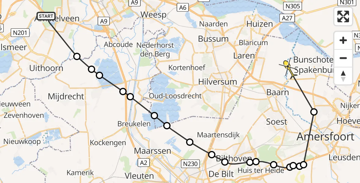 Routekaart van de vlucht: Politieheli naar Eemdijk