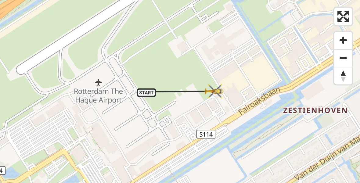 Vluchtroute Traumahelikopter Rotterdam The Hague Airport - Rotterdam The Hague Airport, 01 december 2023, 11:38