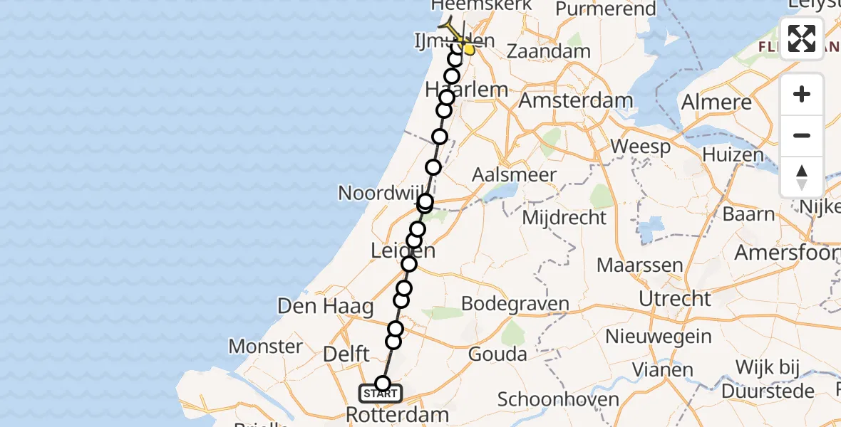 Routekaart van de vlucht: Lifeliner 2 naar IJmuiden