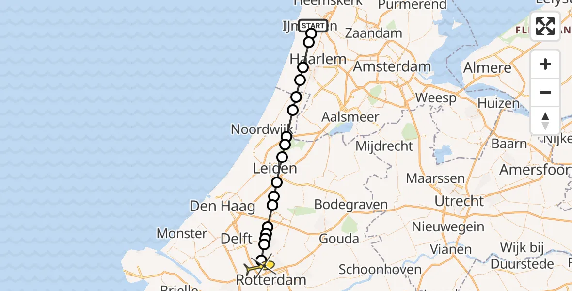 Routekaart van de vlucht: Lifeliner 2 naar Rotterdam The Hague Airport