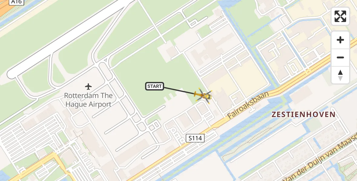 Vluchtroute Traumahelikopter Rotterdam The Hague Airport - Rotterdam The Hague Airport, 01 december 2023, 13:29