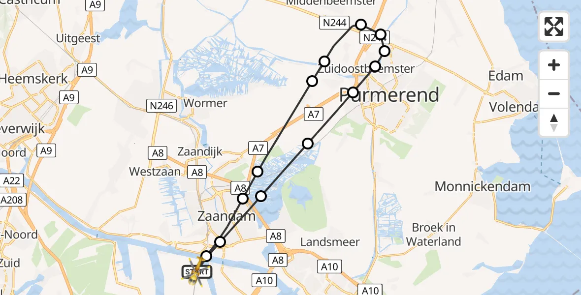 Vluchtroute Traumahelikopter Amsterdam Heliport - Amsterdam Heliport, 01 december 2023, 13:43