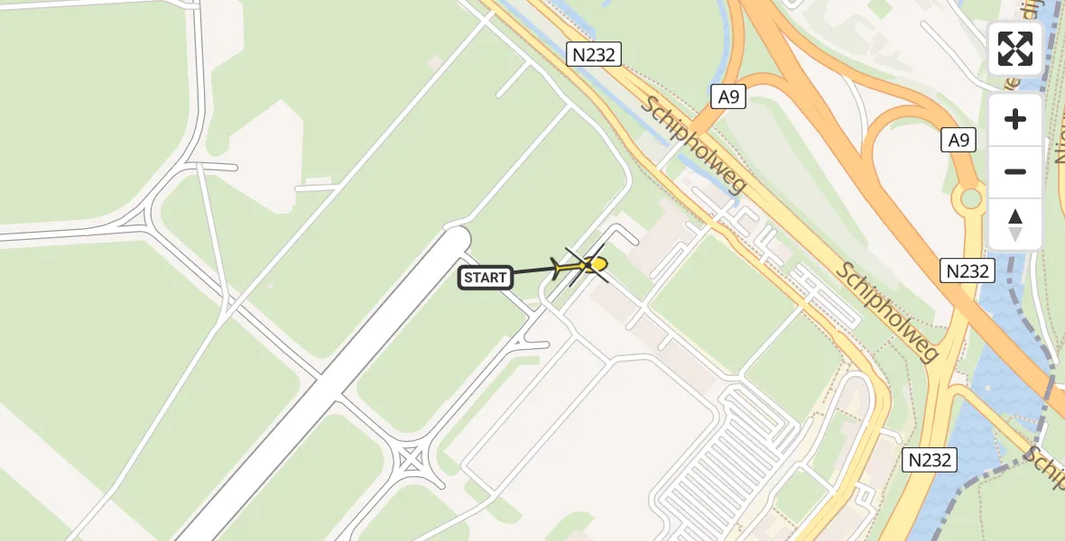 Vluchtroute Politiehelikopter van Schiphol naar Schiphol