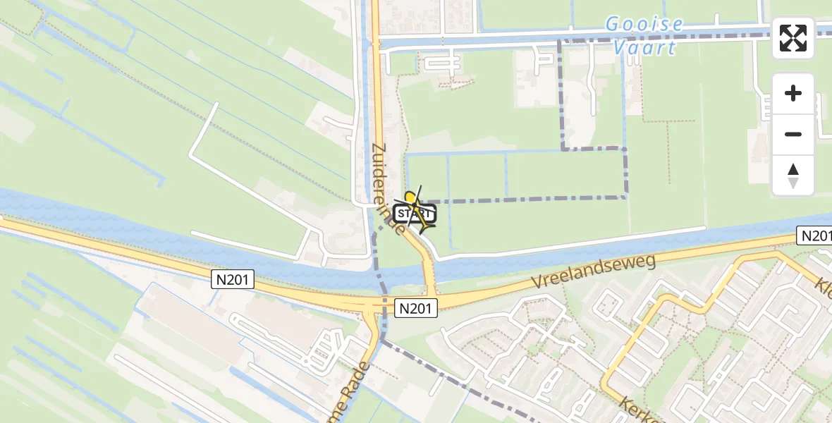 Routekaart van de vlucht: Traumahelikopter naar 's-Graveland