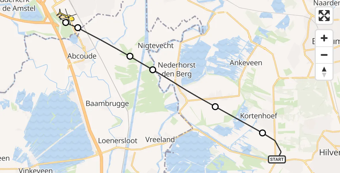 Routekaart van de vlucht: Lifeliner 1 naar Academisch Medisch Centrum (AMC)