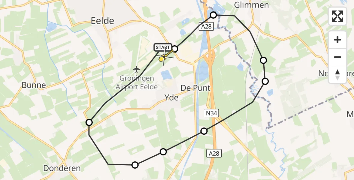 Routekaart van de vlucht: Lifeliner 4 naar Groningen Airport Eelde