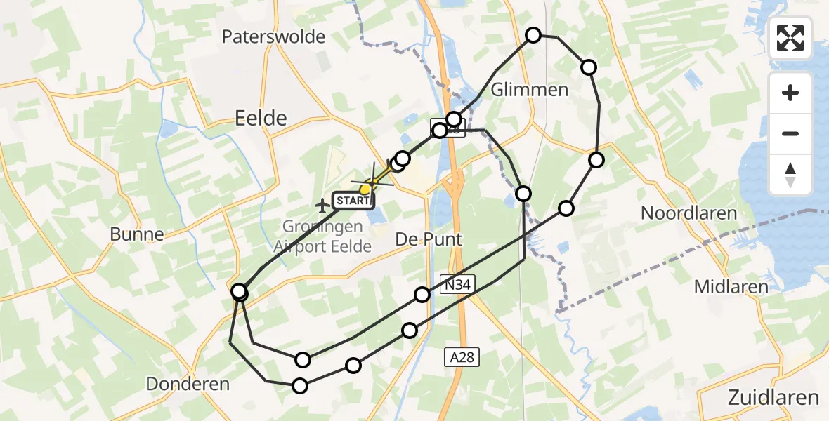 Routekaart van de vlucht: Lifeliner 4 naar Groningen Airport Eelde