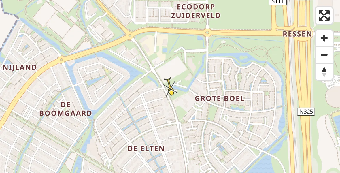 Routekaart van de vlucht: Traumahelikopter naar Nijmegen