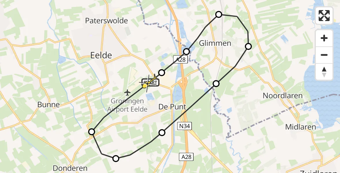 Routekaart van de vlucht: Lifeliner 4 naar Groningen Airport Eelde