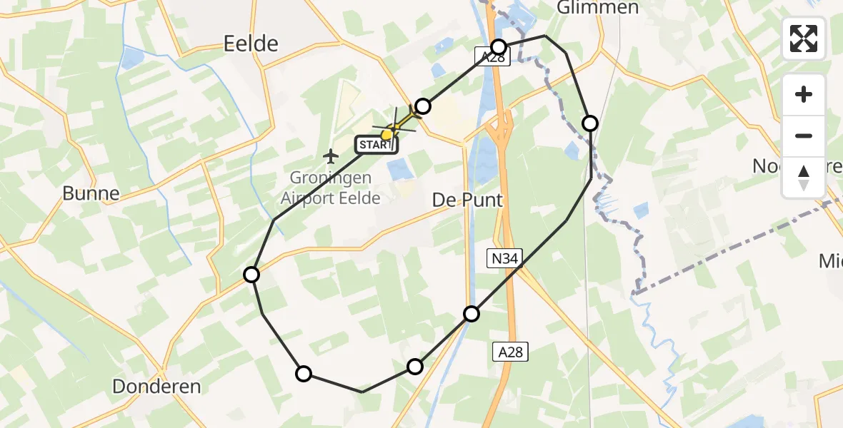 Routekaart van de vlucht: Lifeliner 4 naar Groningen Airport Eelde