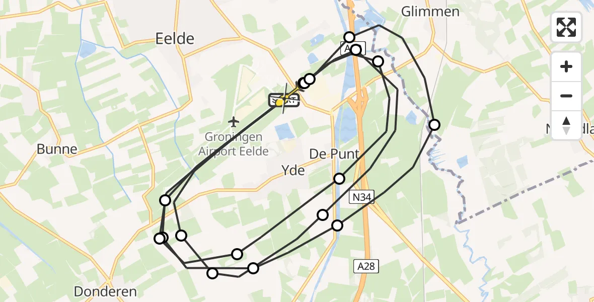 Routekaart van de vlucht: Lifeliner 4 naar Groningen Airport Eelde
