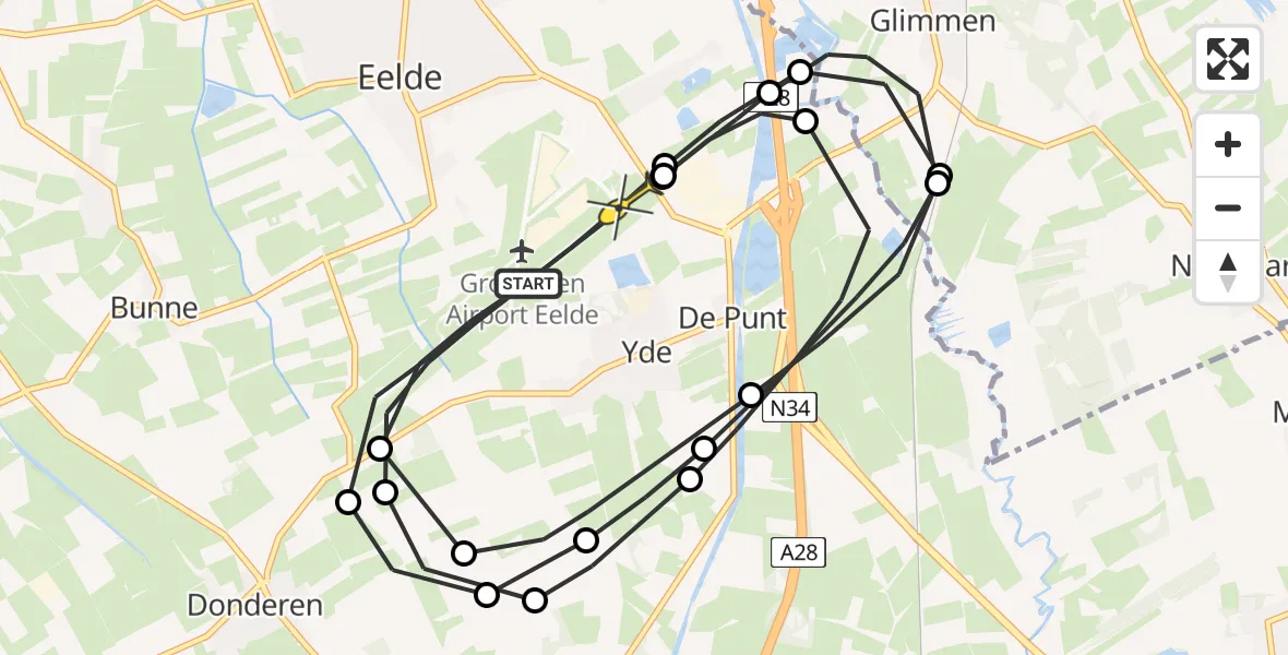 Routekaart van de vlucht: Lifeliner 4 naar Groningen Airport Eelde
