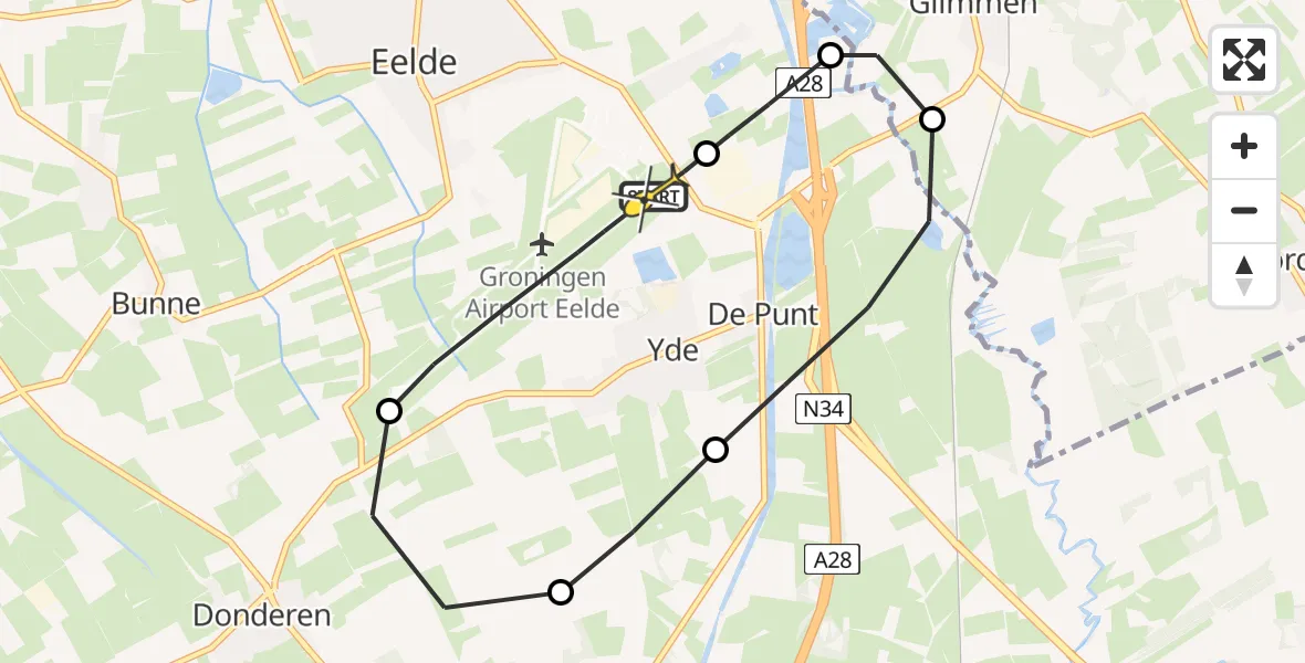 Routekaart van de vlucht: Lifeliner 4 naar Groningen Airport Eelde