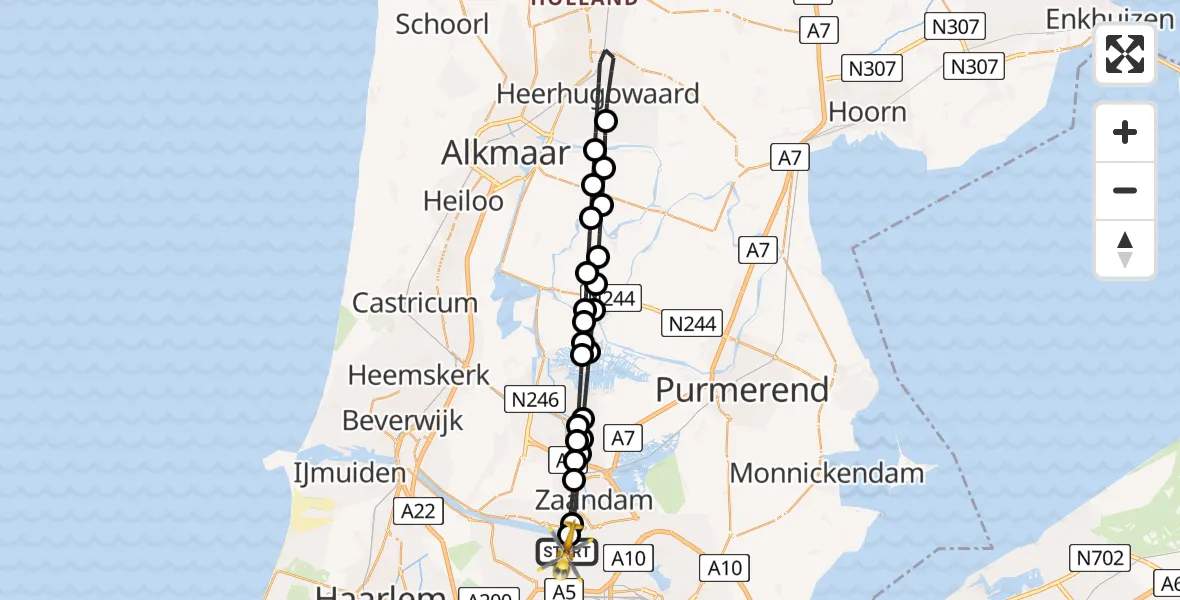 Vluchtroute Traumahelikopter Amsterdam Heliport - Amsterdam Heliport, 01 december 2023, 20:56