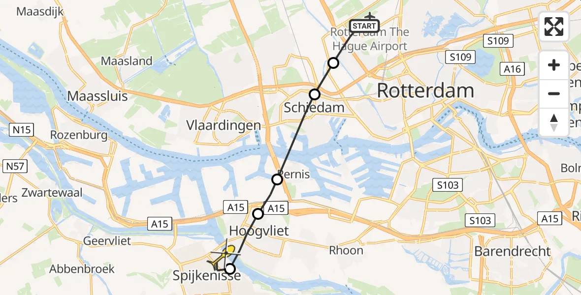 Routekaart van de vlucht: Lifeliner 2 naar Spijkenisse