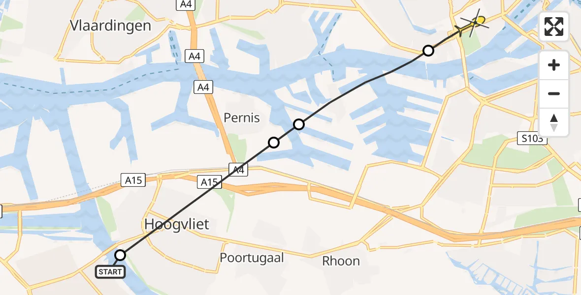 Routekaart van de vlucht: Lifeliner 2 naar Erasmus MC