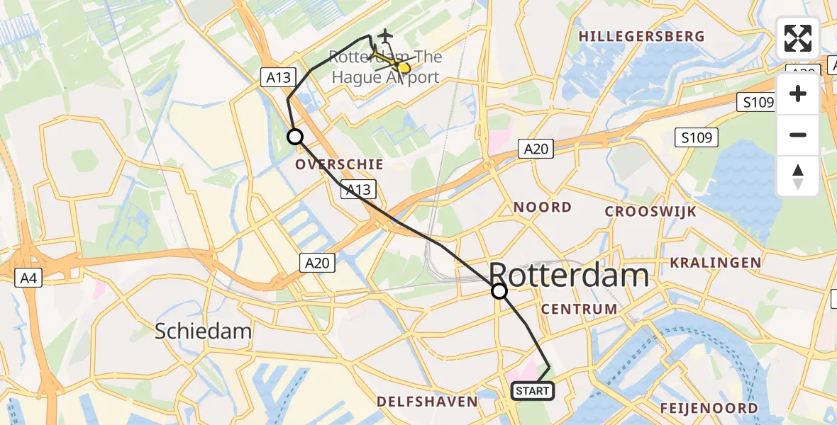 Routekaart van de vlucht: Lifeliner 2 naar Rotterdam The Hague Airport